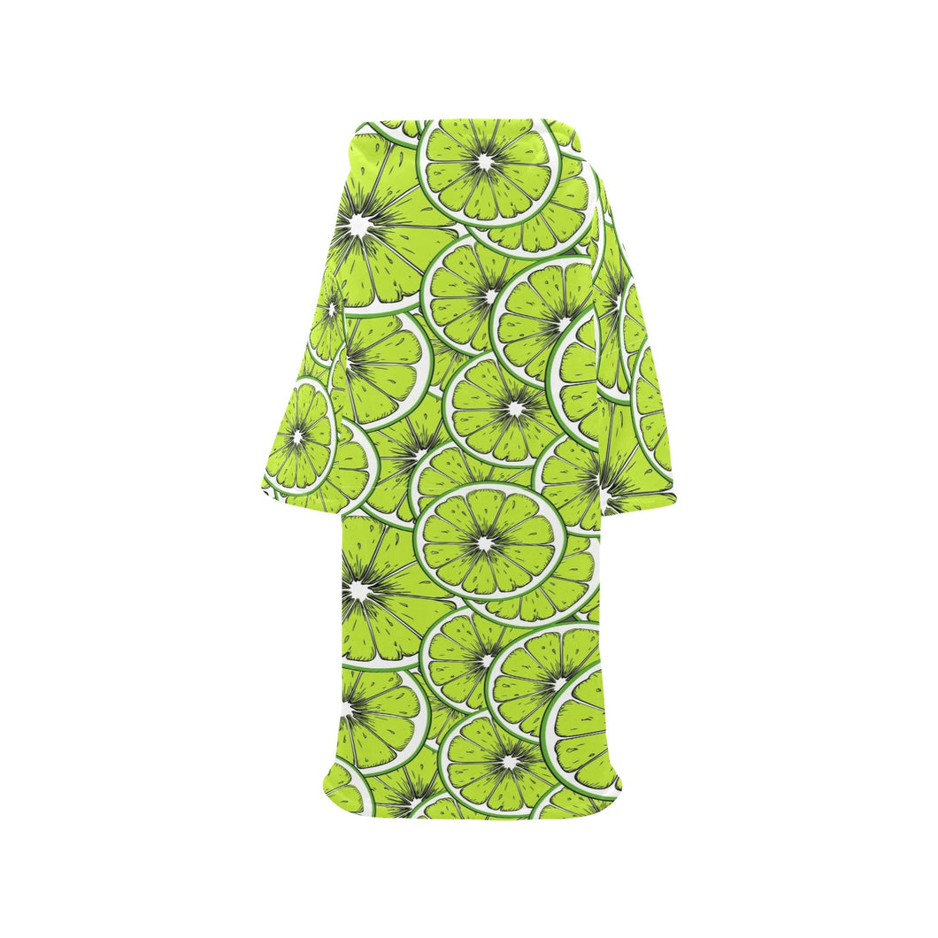 Slices of Lime design pattern Blanket Robe with Sleeves