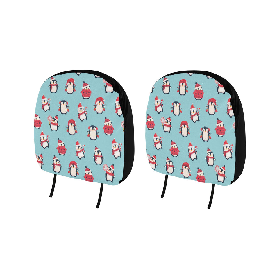 Cute penguin christmas design pattern Car Headrest Cover