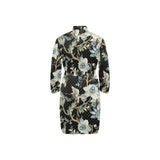 Japanese crane ornament elements Men's Long Sleeve Belted Night Robe