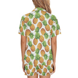 Pineapples design pattern Women's V-Neck Short Pajama Set
