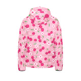 cherry flower pattern pink background Kids' Boys' Girls' Padded Hooded Jacket