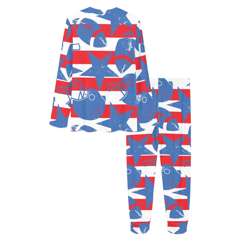 American football ball star stripes pattern Women's All Over Print Pajama Set