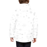 Snowflake pattern white background Kids' Boys' Girls' Padded Hooded Jacket