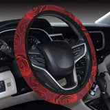 Rose Pattern Print Design 03 Car Steering Wheel Cover
