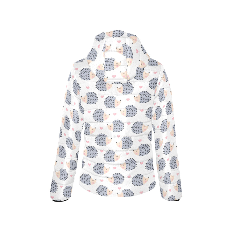Hedgehog Pattern Print Design 04 Women's Padded Hooded Jacket