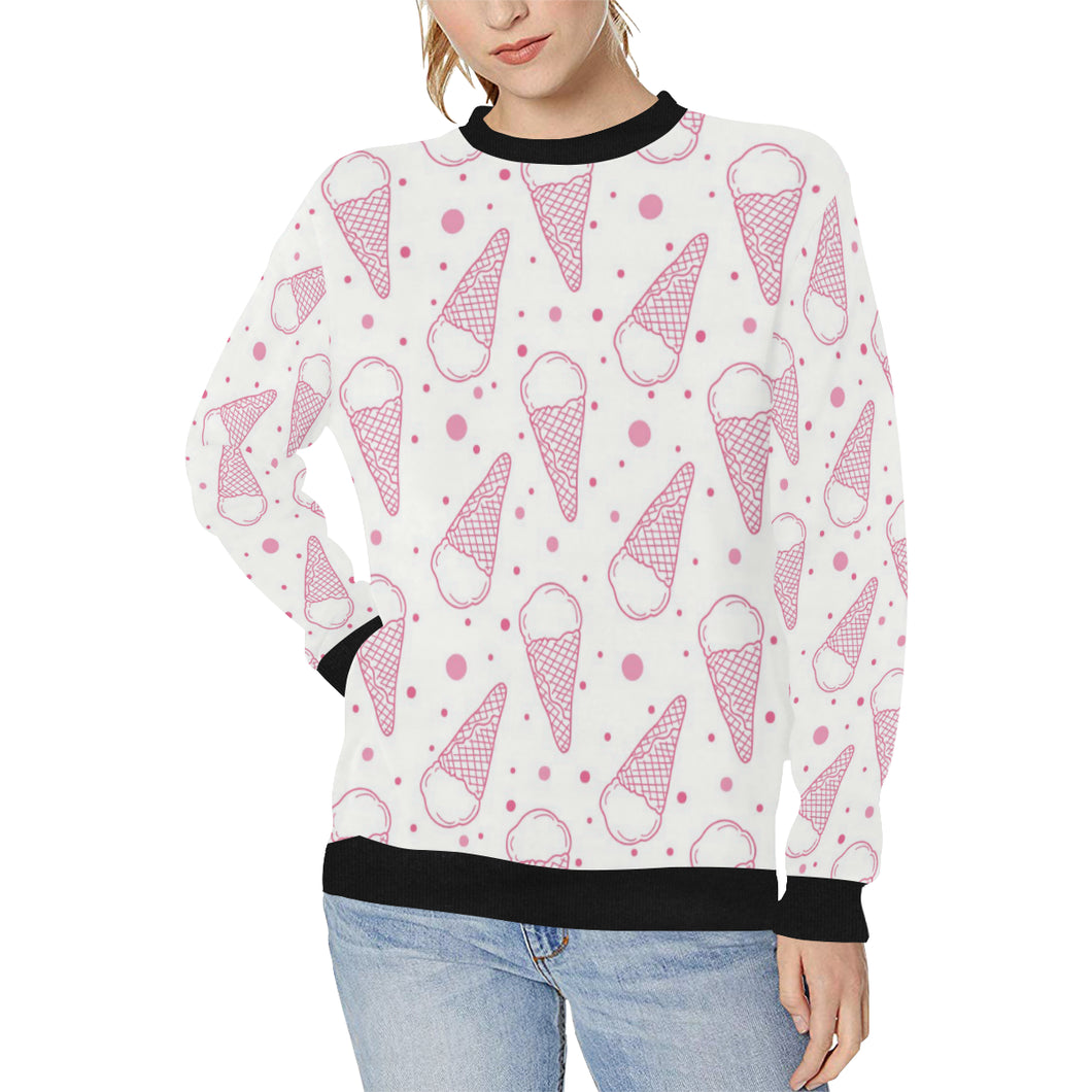 Hand drawn ice cream pattern Women's Crew Neck Sweatshirt