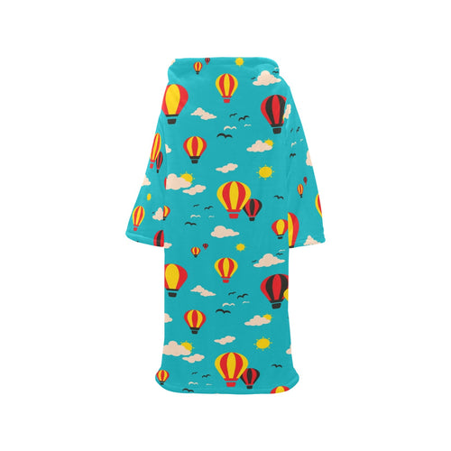 Hot Air Balloon Sky Pattern Blanket Robe with Sleeves