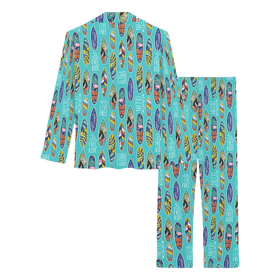 Surfboard Pattern Print Design 05 Women's Long Pajama Set