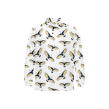 Eagle Pattern Print Design 03 Men's Long Sleeve Polo Shirt