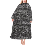 Handwritten cheese pattern Blanket Robe with Sleeves