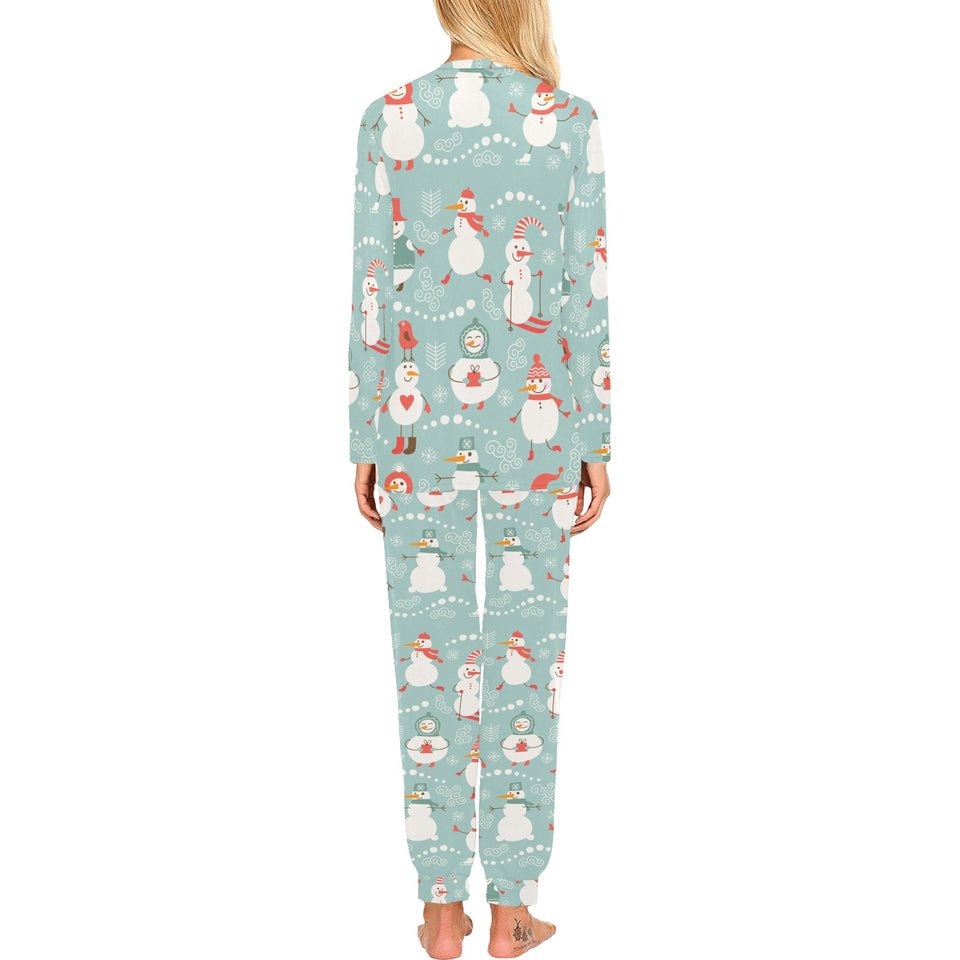 Cute snowman pattern Women's All Over Print Pajama Set