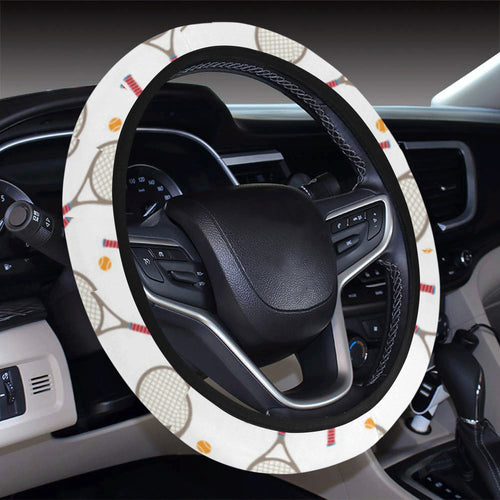 Tennis Pattern Print Design 04 Car Steering Wheel Cover