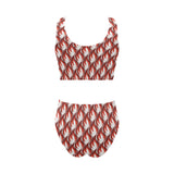 Fire flame symbol design pattern Chest Bowknot High Waisted Bikini Swimsuit