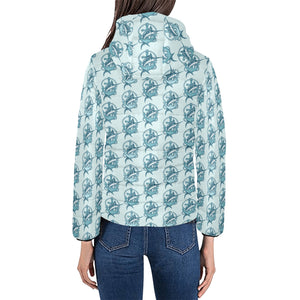 Swordfish Pattern Print Design 05 Women's Padded Hooded Jacket