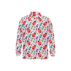 Ladybug Pattern Print Design 03 Men's Long Sleeve Polo Shirt