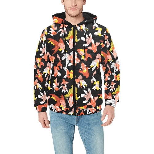 Goldfish Pattern Print Design 03 Men's Padded Hooded Jacket