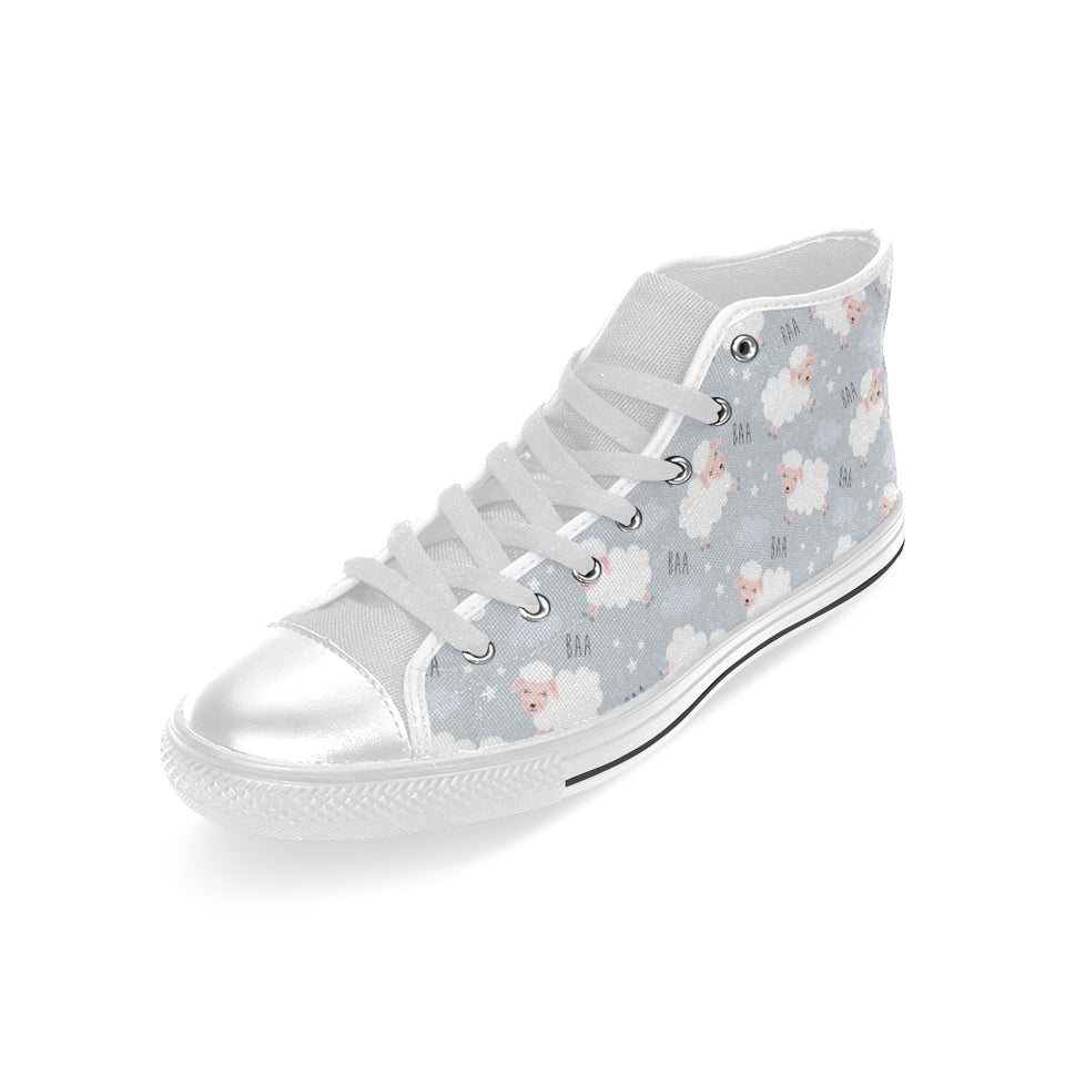 Sweet dreams sheep pattern Men's High Top Canvas Shoes White
