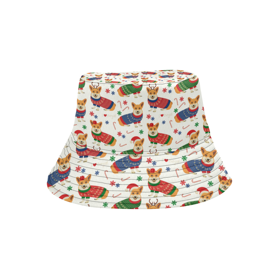 Corgi Christmas Pattern Unisex Bucket Hat