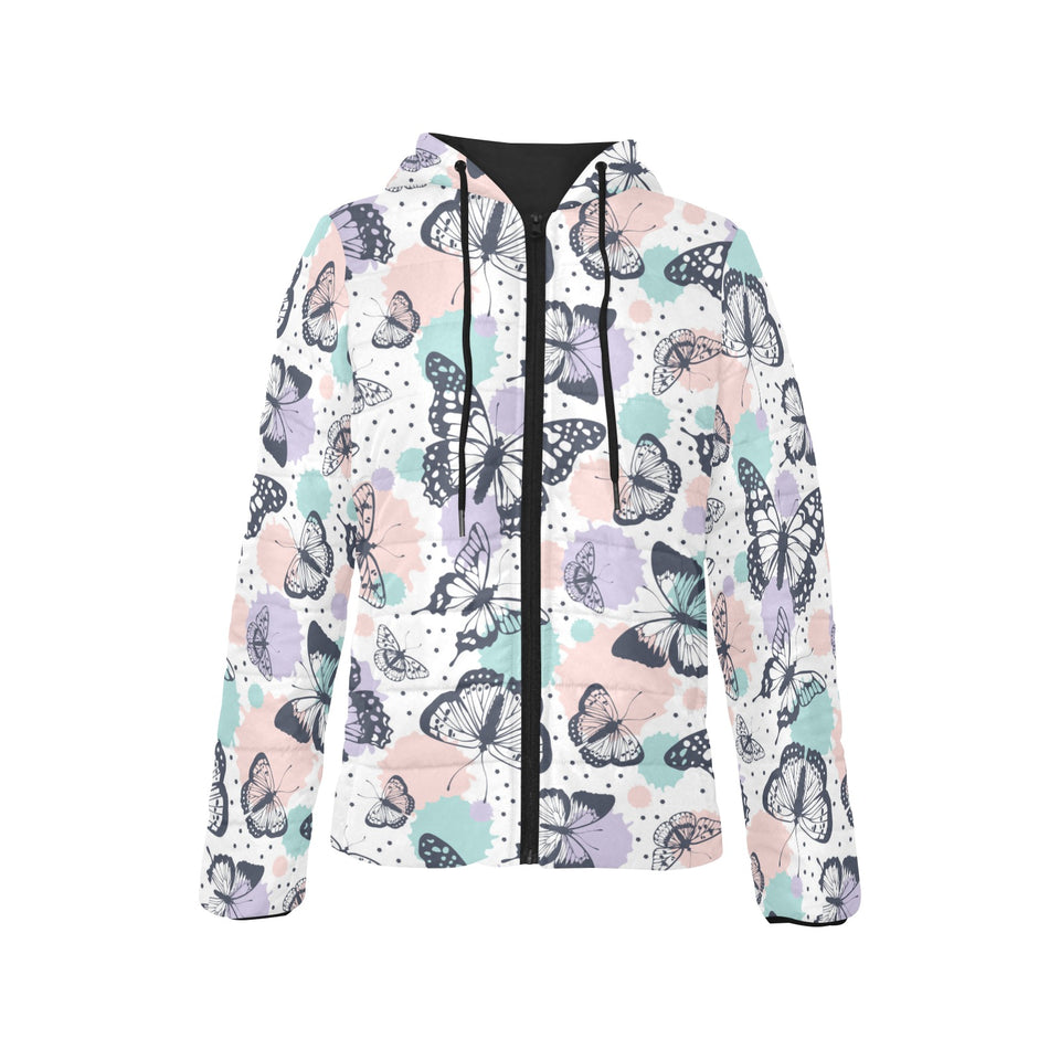Butterfly pattern Women's Padded Hooded Jacket