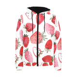watercolor hand drawn beautiful strawberry pattern Men's Padded Hooded Jacket