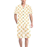 Sandwich Pattern Print Design 01 Men's V-Neck Short Pajama Set
