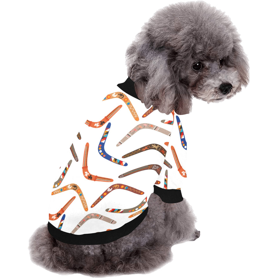 Boomerang Australian aboriginal ornament pattern All Over Print Pet Dog Round Neck Fuzzy Shirt