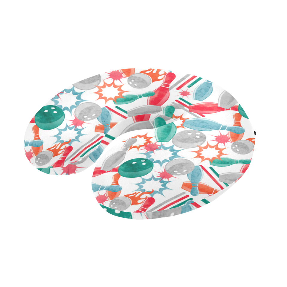 Watercolor bowling pattern U-Shaped Travel Neck Pillow