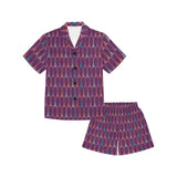 Eiffel Tower Pattern Print Design 05 Kids' Boys' Girls' V-Neck Short Pajama Set