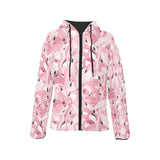 Pink flamingos pattern background Women's Padded Hooded Jacket