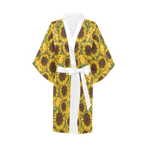 Sunflower pattern Women's Short Kimono Robe