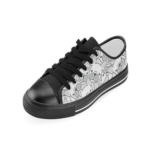 Cute french bulldog head pattern Kids' Boys' Girls' Low Top Canvas Shoes Black