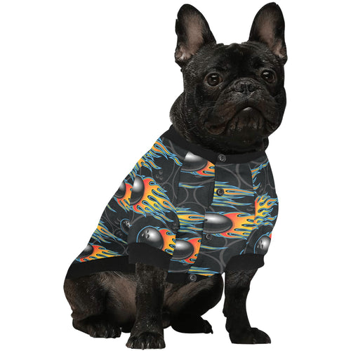 Bowling balls flame pattern All Over Print Pet Dog Round Neck Fuzzy Shirt