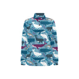 Whale design pattern Women's Long Sleeve Polo Shirt