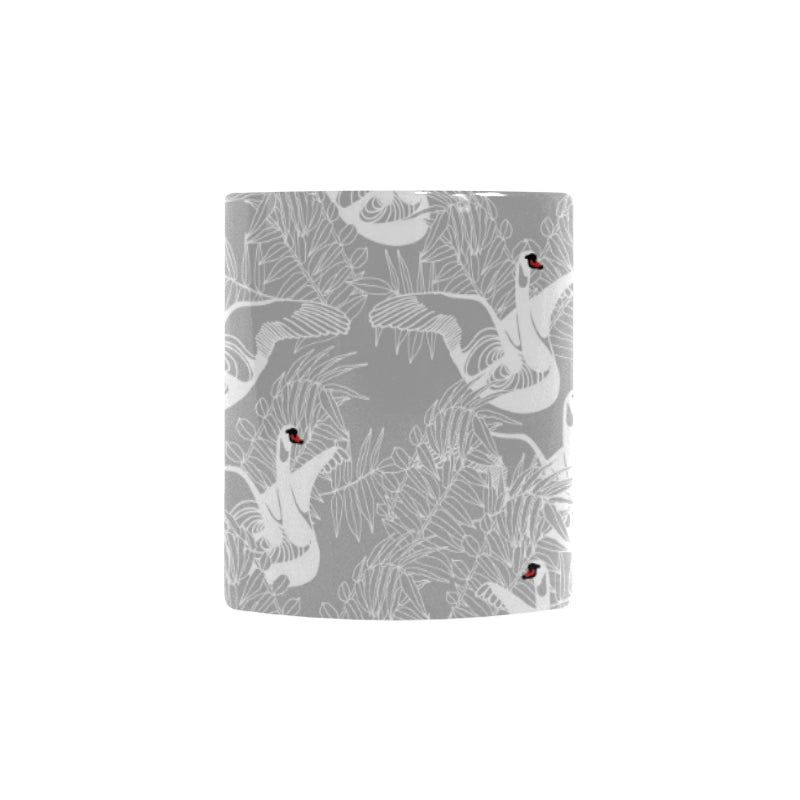 white swan gray background Morphing Mug Heat Changing Mug