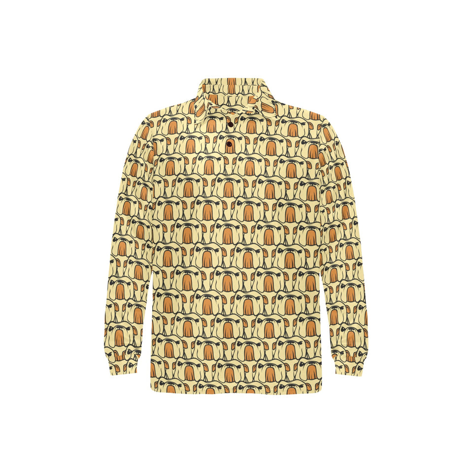 English Bulldog Pattern Print Design 02 Men's Long Sleeve Polo Shirt