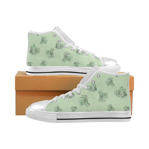 broccoli sketch pattern Women's High Top Canvas Shoes White