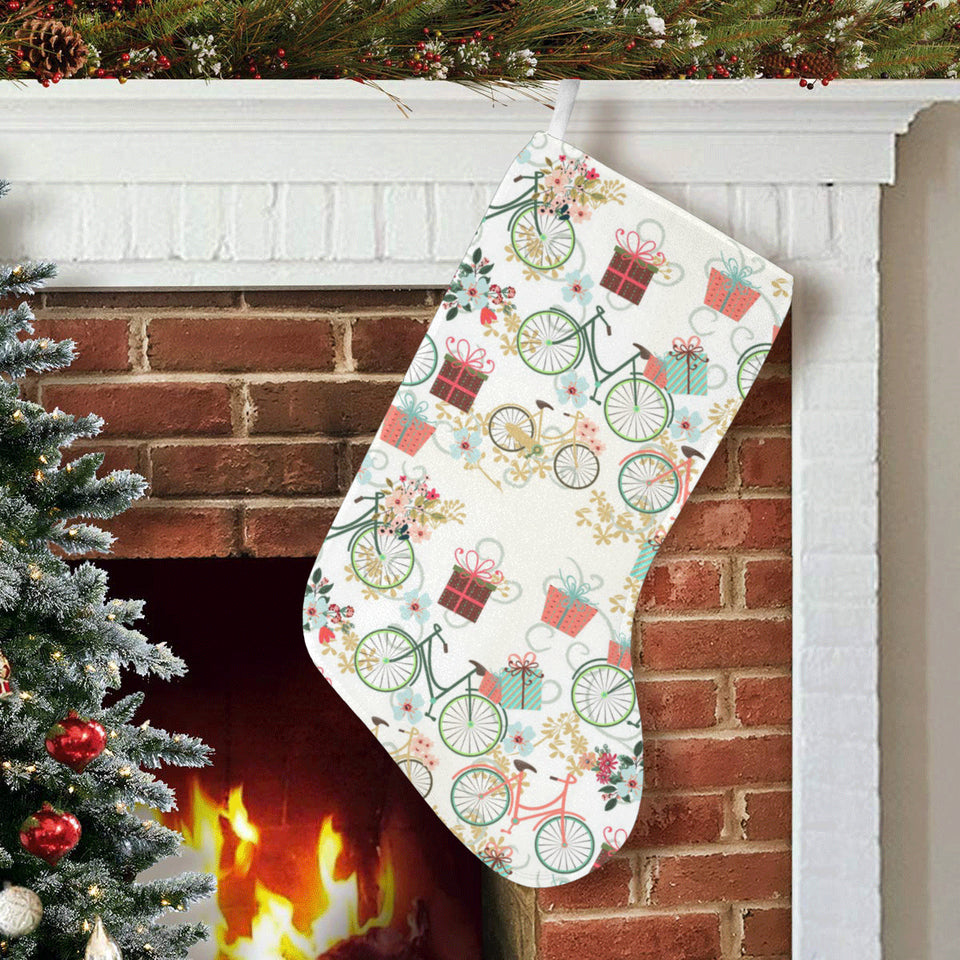 Bicycle Pattern Print Design 05 Christmas Stocking