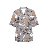 Halloween design pattern Women's All Over Print Hawaiian Shirt