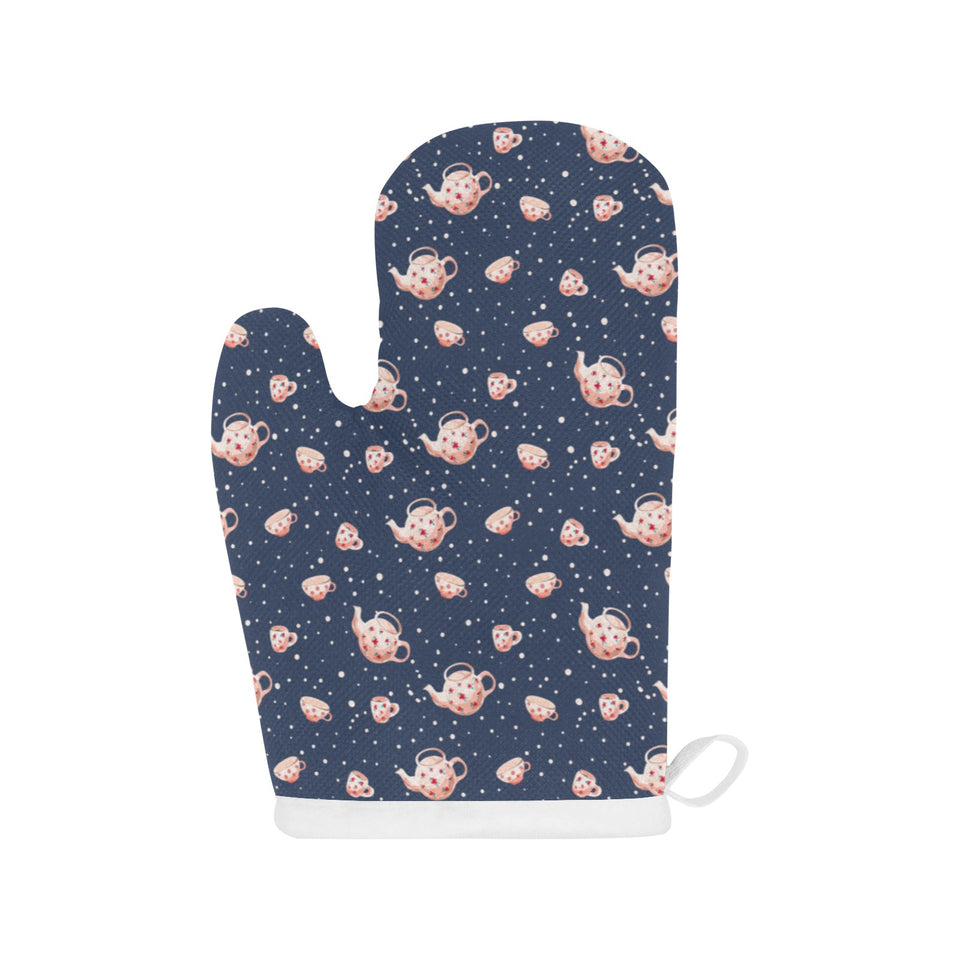 Tea pots Pattern Print Design 04 Heat Resistant Oven Mitts