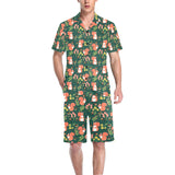 Squirrel Pattern Print Design 03 Men's V-Neck Short Pajama Set