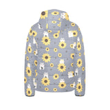 Cute hamster sunflower pattern background Kids' Boys' Girls' Padded Hooded Jacket