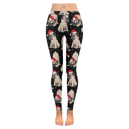 Christmas Pugs Santa_s red cap pattern Women's Legging Fulfilled In US