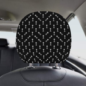 Engine Piston Black Theme Pattern Print Design 03 Car Headrest Cover