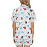 Watercolor helicopter cloud pattern Women's V-Neck Short Pajama Set