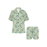 Hummingbird Pattern Print Design 01 Women's V-Neck Short Pajama Set