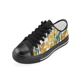 yellow tulips pattern Kids' Boys' Girls' Low Top Canvas Shoes Black