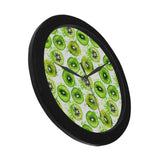 Watercolor kiwi pattern Elegant Black Wall Clock