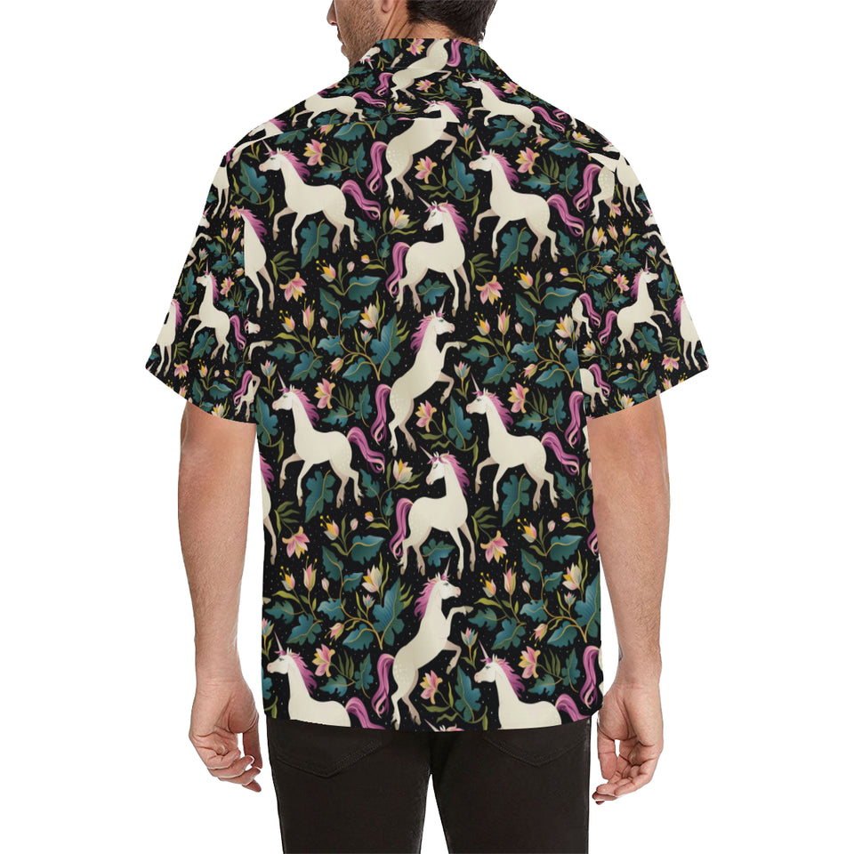 Unicorns forest background Men's All Over Print Hawaiian Shirt