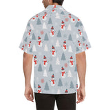 Snowman christmas  tree snow gray background Men's All Over Print Hawaiian Shirt