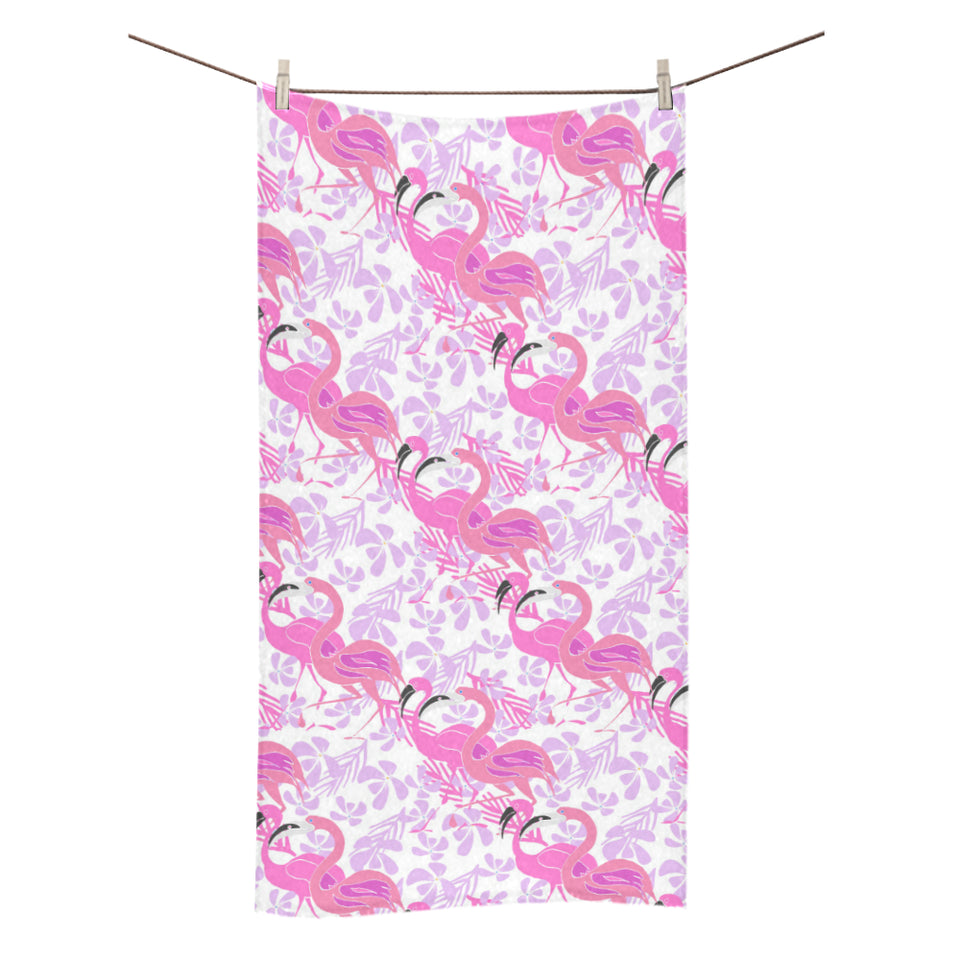 Pink flamingo flower pattern Bath Towel